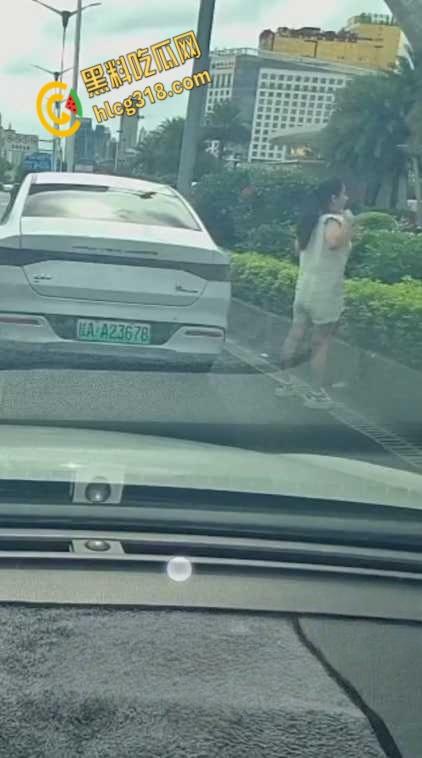 广西南宁街边桂A23678,车上女子下车蹲在马路上,脱掉连衣裙就开始拉!-2
