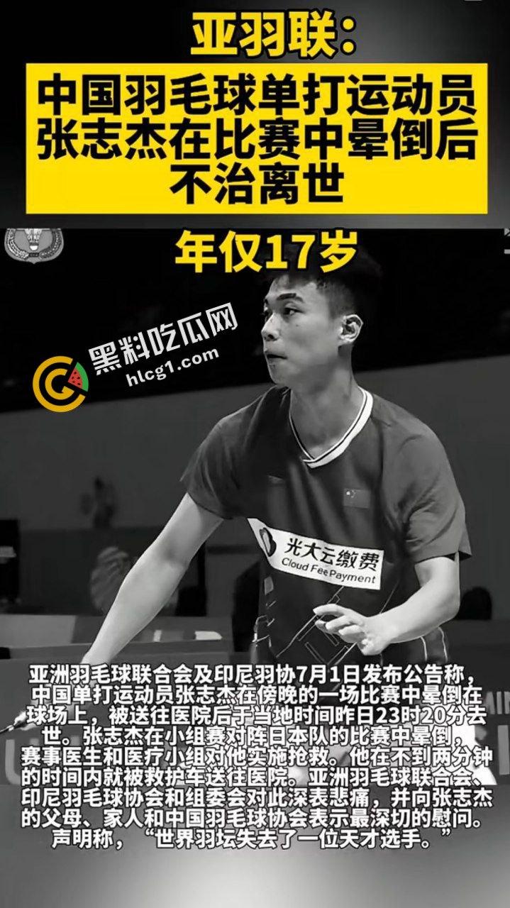 全网热搜!中国羽毛球员小将 张志杰 比赛中途昏厥去世 令人悲痛 现场视频直达-3