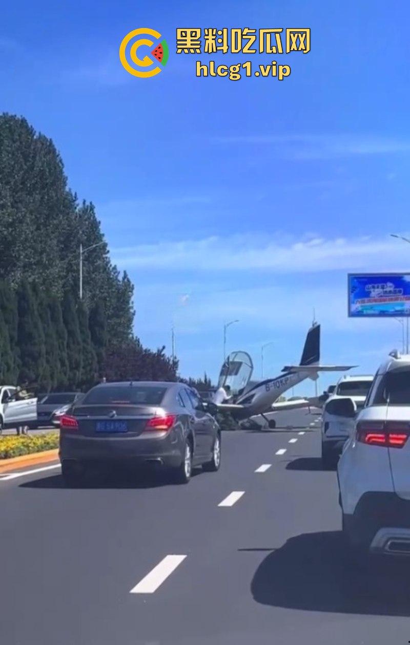 感谢大哥送来的飞机！辽宁大连一飞机失控掉落在公路上-3